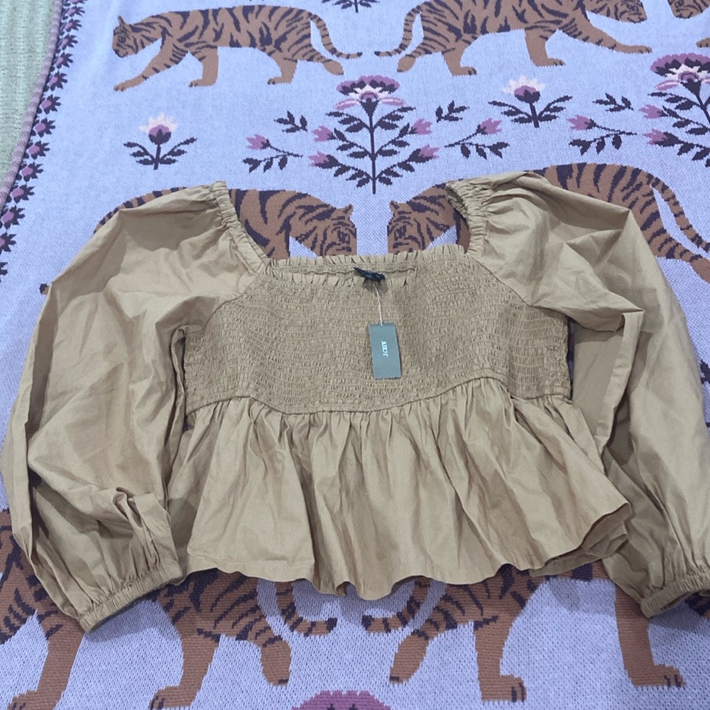JCrew Cotton Square Neckline Smocked blouse, Size L